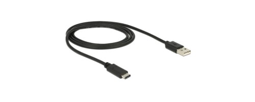 Delock USB2.0-cable A-TypC: 1m, black, max. 480Mbps, Typ-C